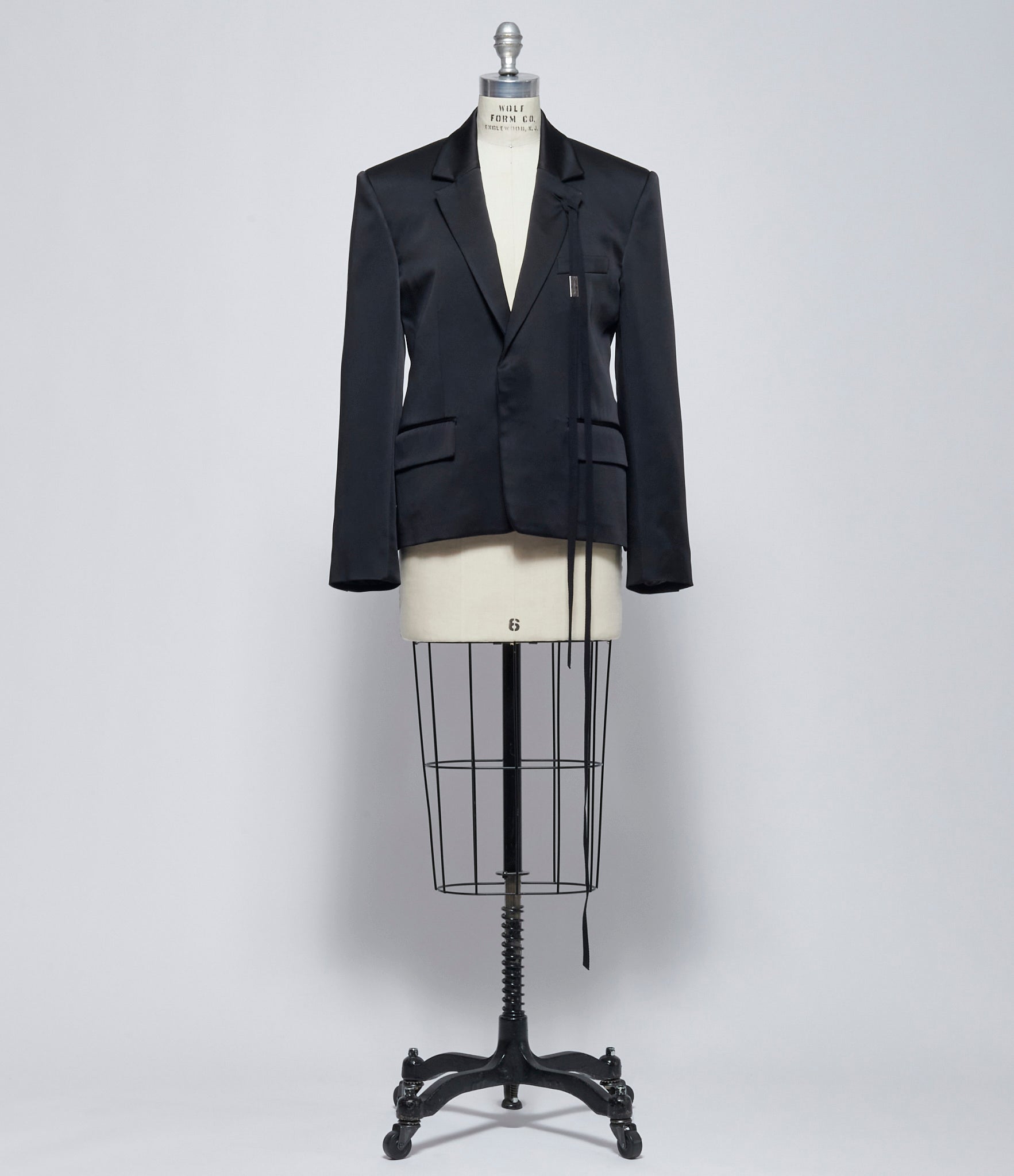 SS26 Ann Demeulemeester Womens Susa Comfort Tailored Jacket with Devore Ramage Satin Contrast on Back