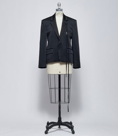 SS26 Ann Demeulemeester Womens Susa Comfort Tailored Jacket with Devore Ramage Satin Contrast on Back