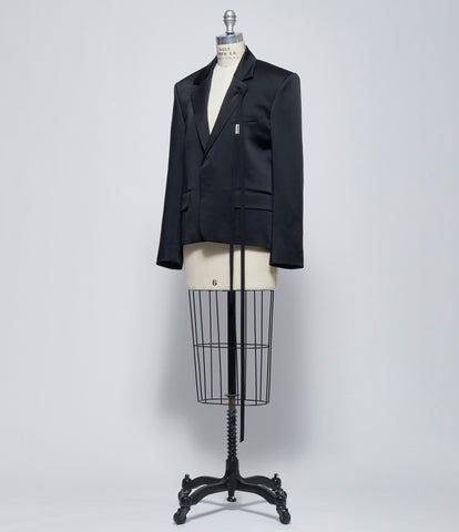 SS26 Ann Demeulemeester Womens Susa Comfort Tailored Jacket with Devore Ramage Satin Contrast on Back