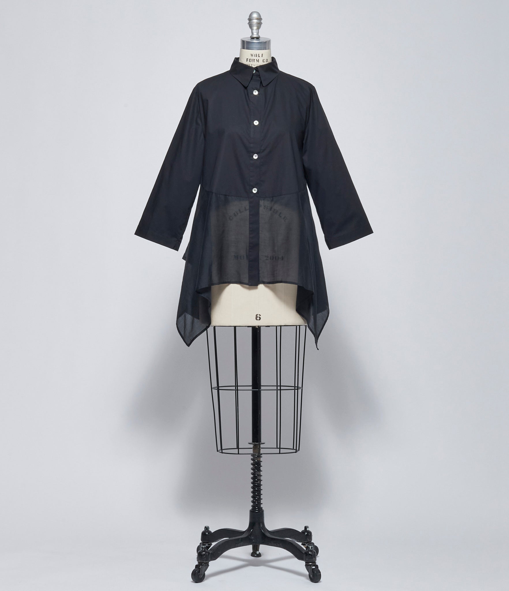 SS26 Replika Black Button Up Top