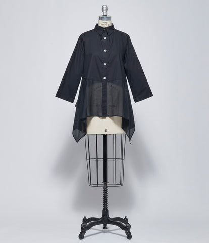 SS26 Replika Black Button Up Top