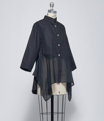 SS26 Replika Black Button Up Top