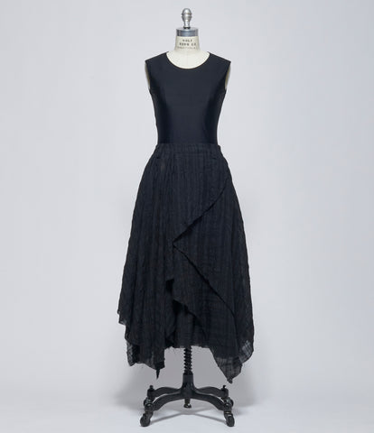 SS26 Chiahung Su Womens Black Ruffle Skirt