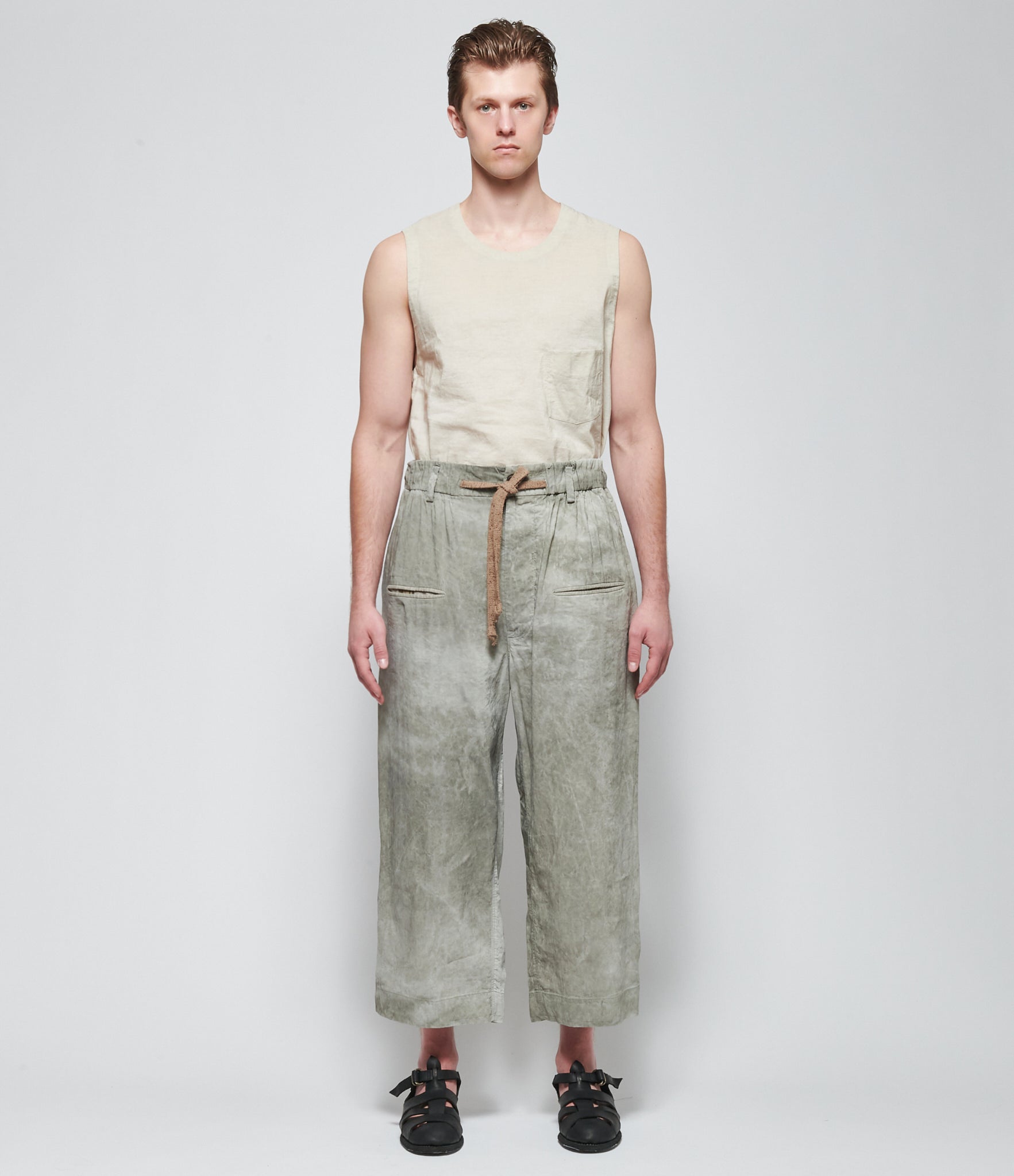 SS26 Ziggy Chen Mens Cropped Drawstring Trousers