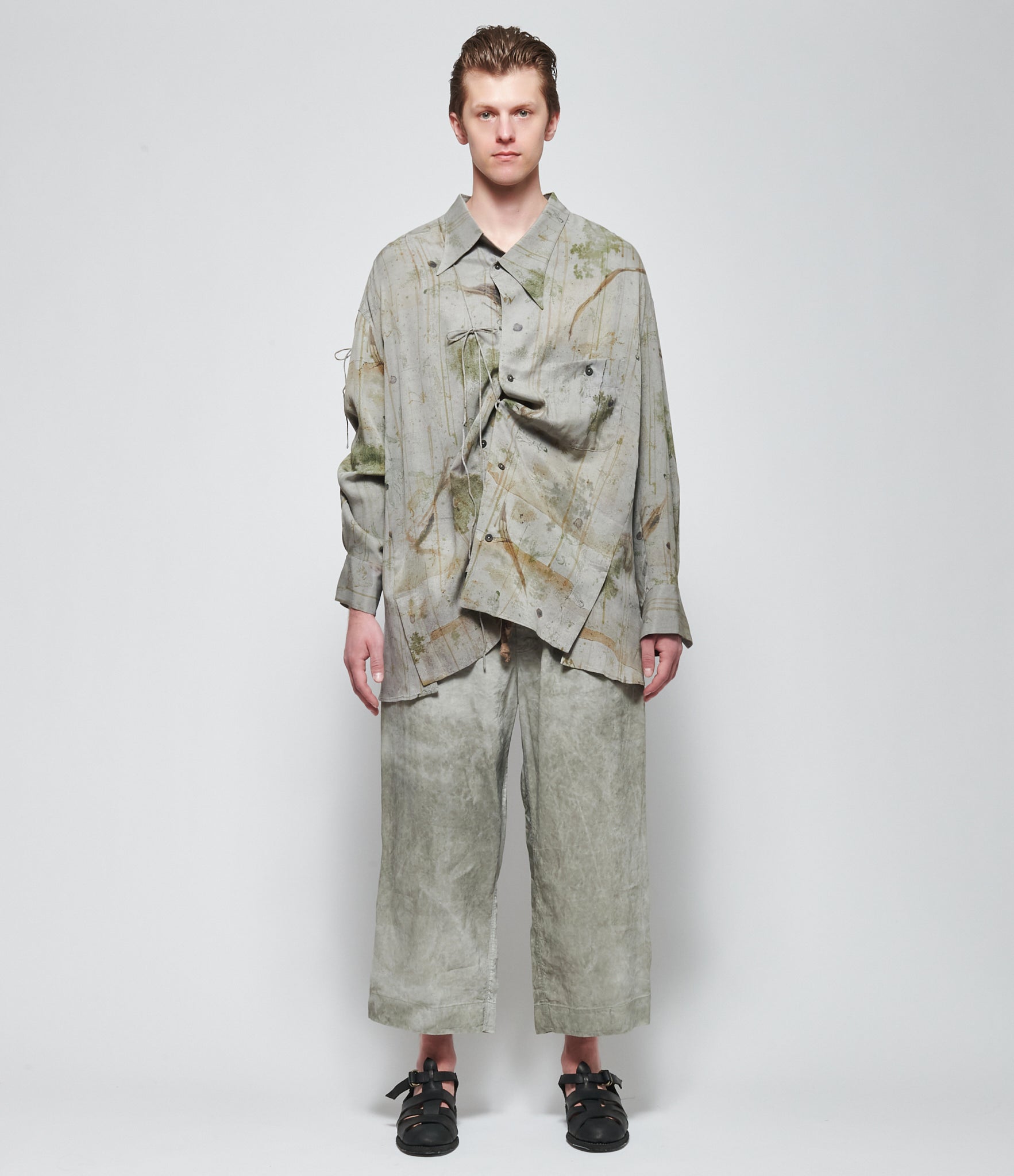 SS26 Ziggy Chen Mens Digital Print Asymmetric Shirt