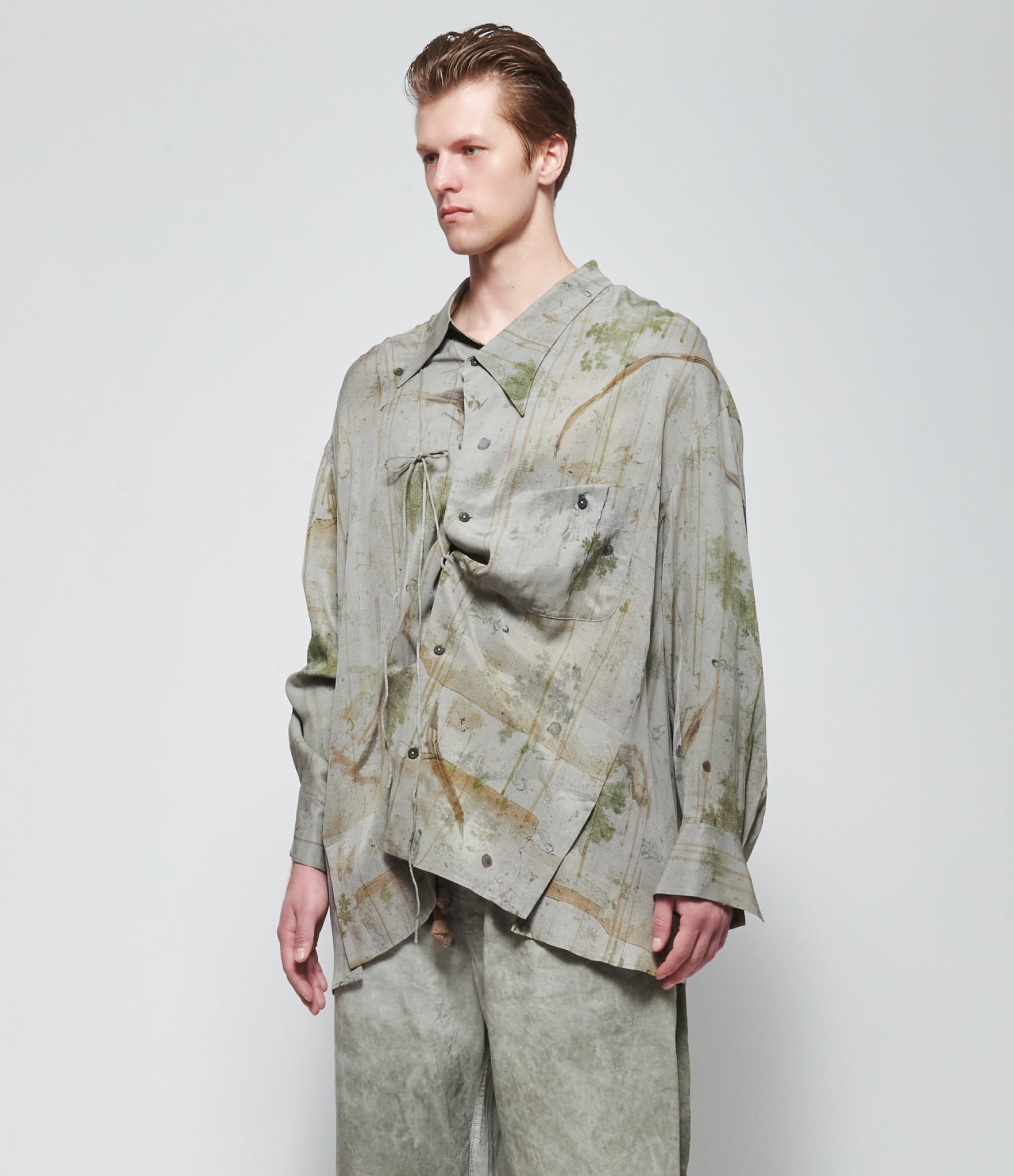 SS26 Ziggy Chen Mens Digital Print Asymmetric Shirt