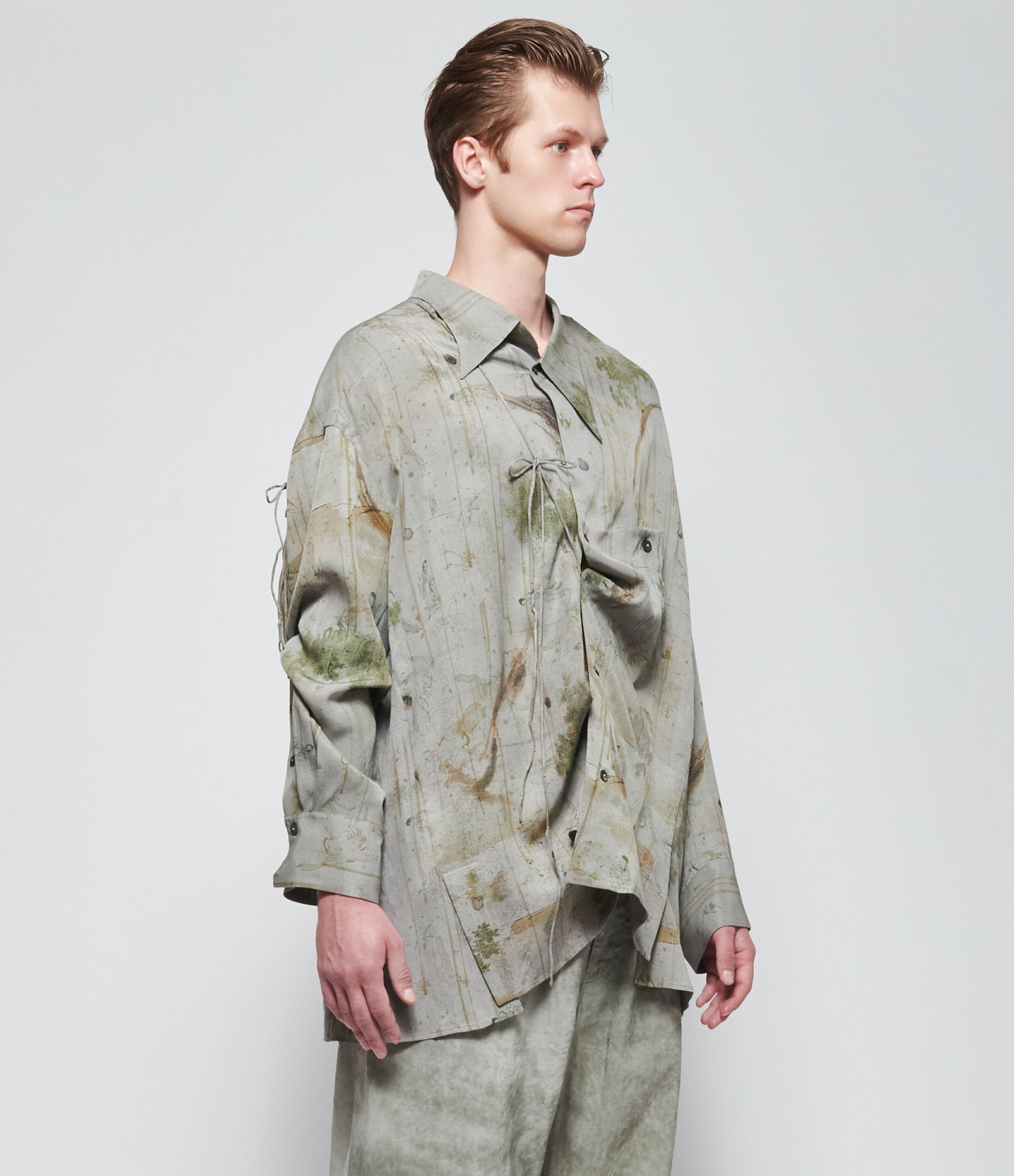 SS26 Ziggy Chen Mens Digital Print Asymmetric Shirt