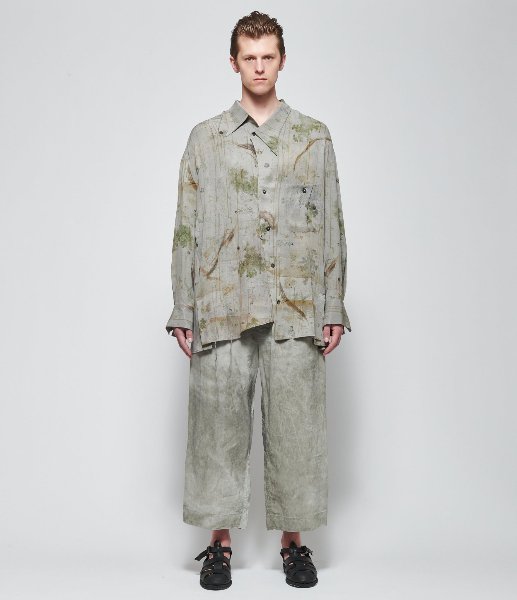 SS26 Ziggy Chen Mens Digital Print Asymmetric Shirt