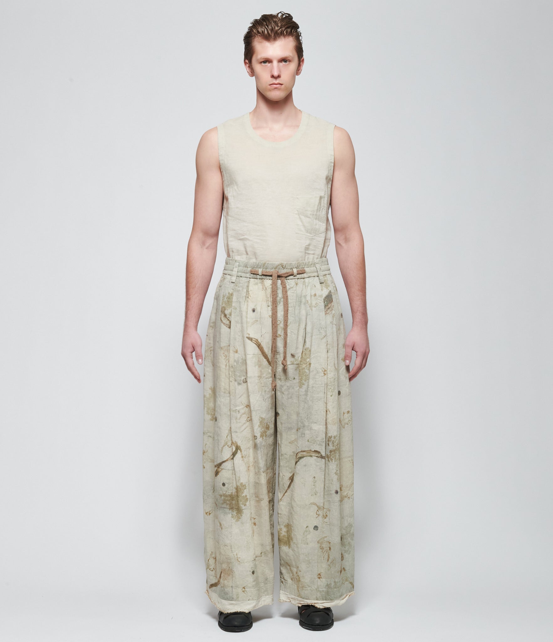 SS26 Ziggy Chen Mens Wide Leg Drawstring Trousers