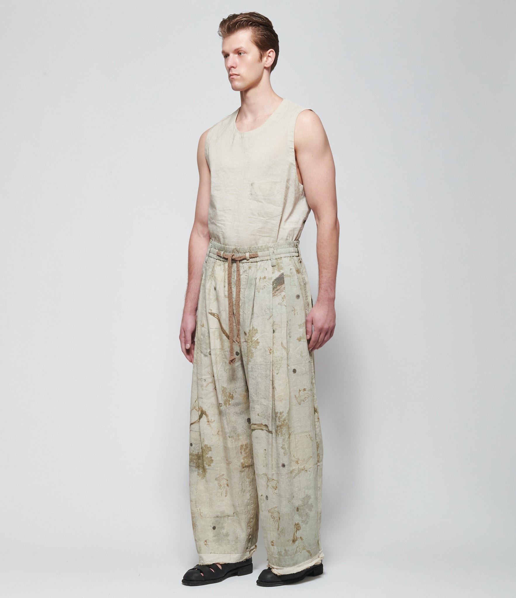 SS26 Ziggy Chen Mens Wide Leg Drawstring Trousers