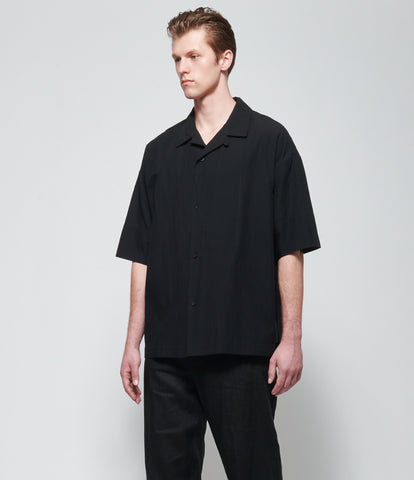 SS26 Forme d'Expression Mens Black Camp Shirt with Crescent Pocket