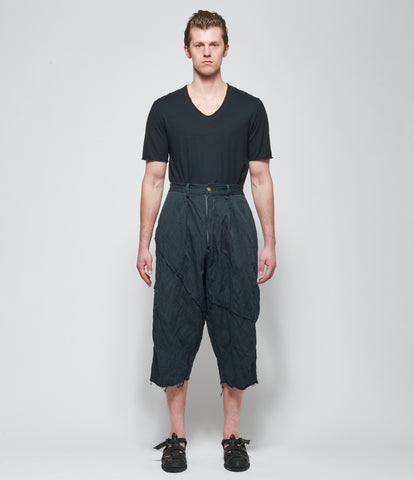 SS26 Chiahung Su Mens Low Crotch Patched Wide Trousers