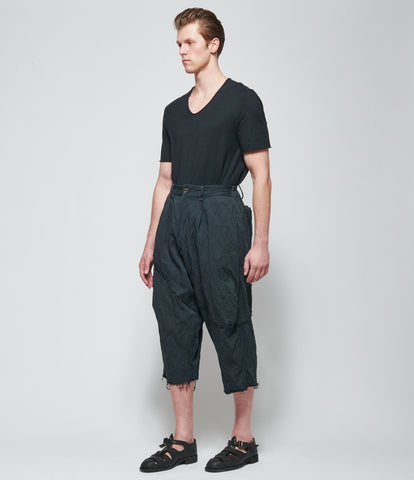 SS26 Chiahung Su Mens Low Crotch Patched Wide Trousers