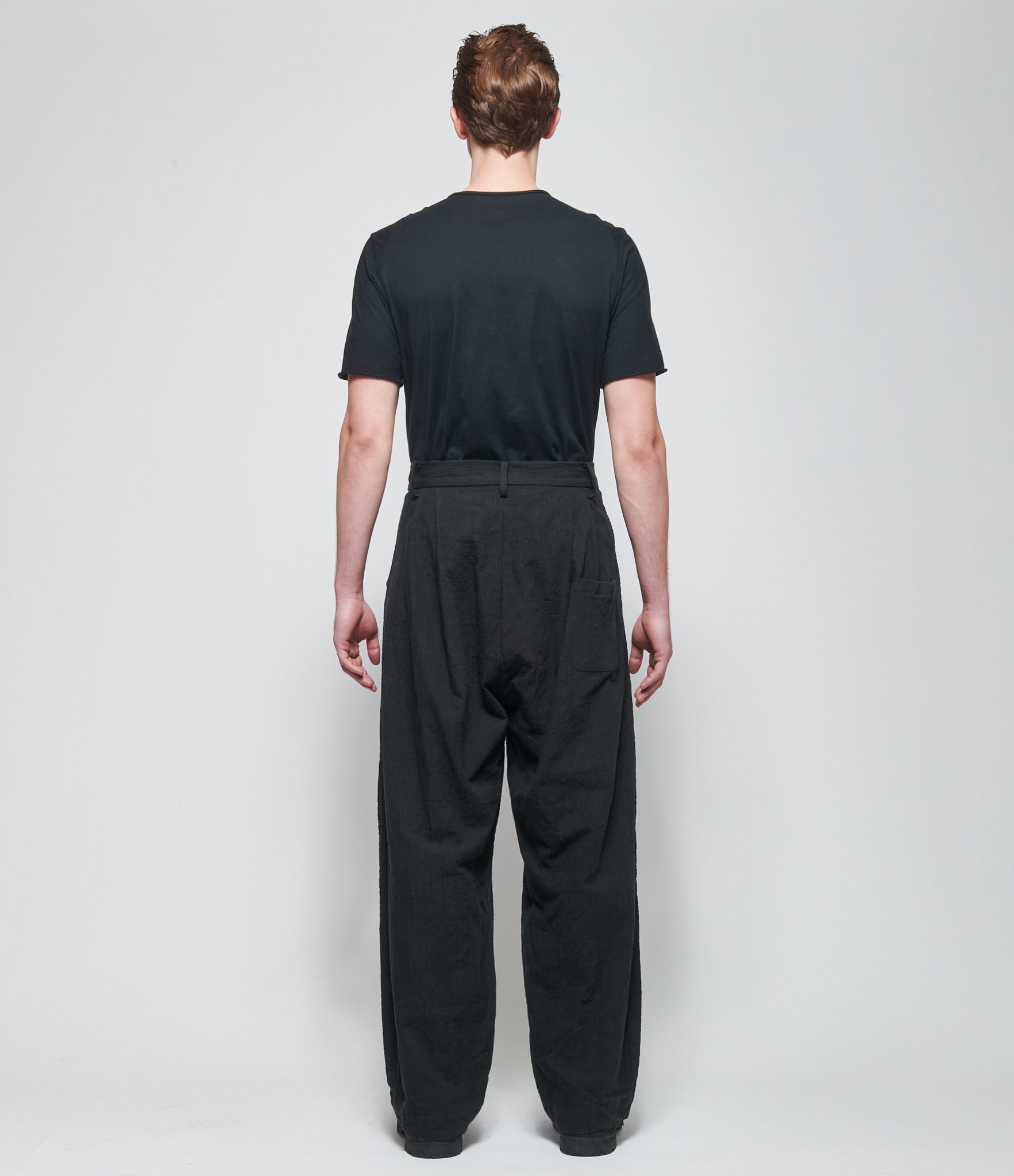 SS26 Chiahung Su Mens Black Stripe Harem Pants