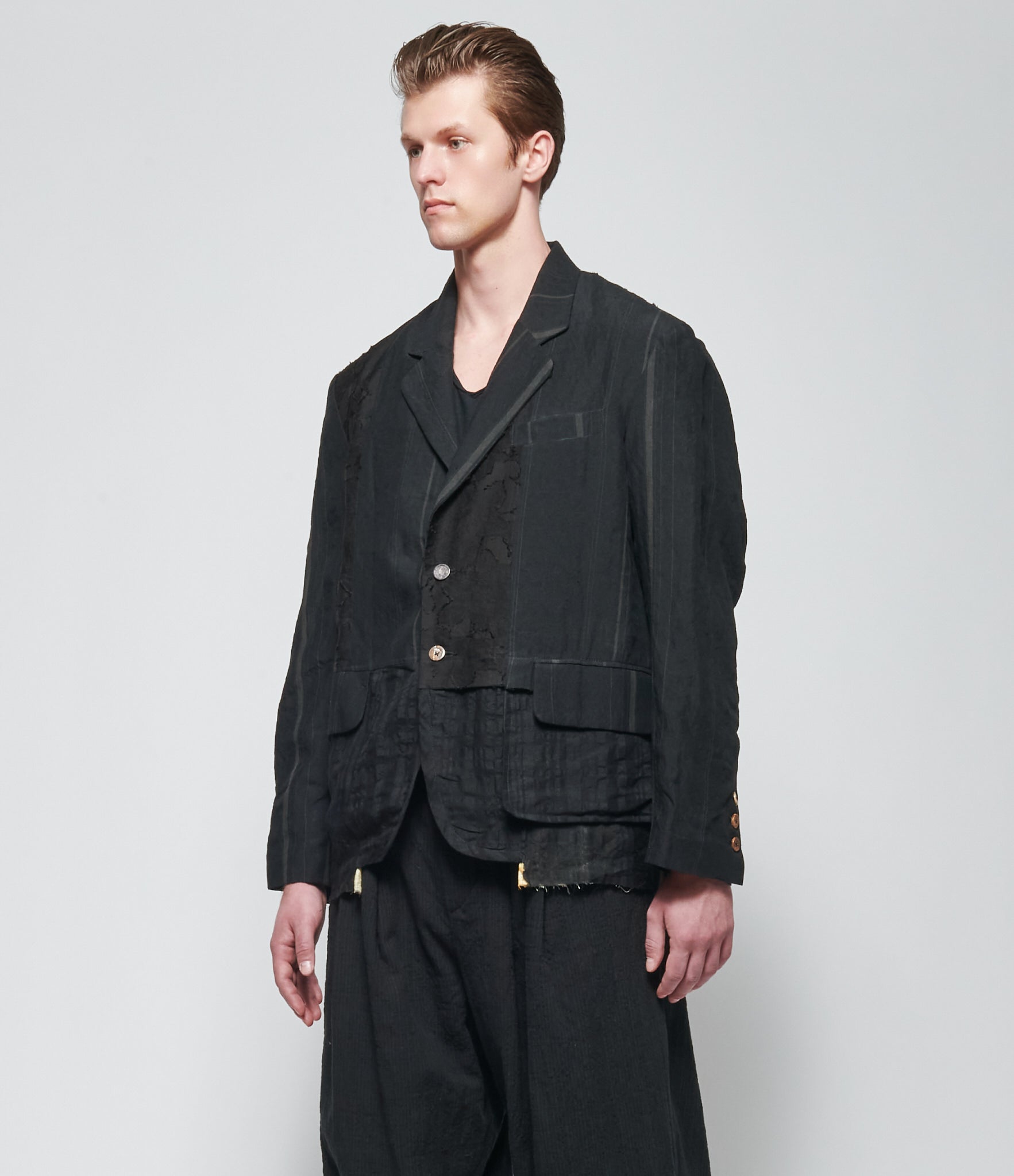 SS26 Chiahung Su Mens Black Stripe Blazer