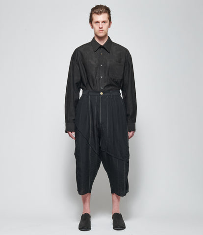 SS26 Chiahung Su Mens Linen Stripe Cropped Pants