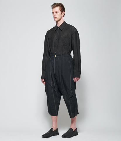 SS26 Chiahung Su Mens Linen Stripe Cropped Pants
