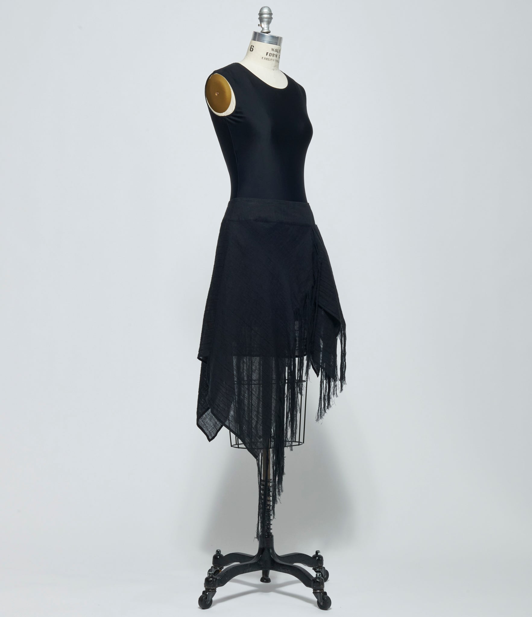 SS26 Yohji Yamamoto Womens Crinkle Li Gauze Layered Fringe Skirt
