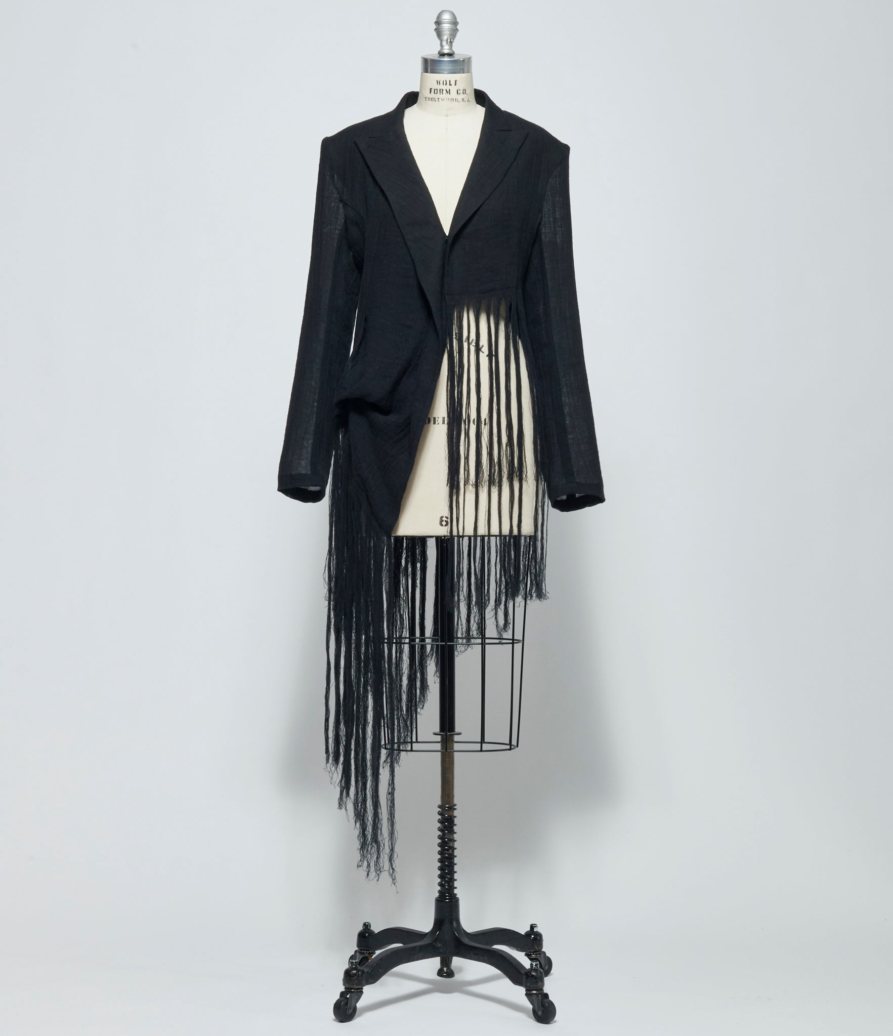 SS26 Yohji Yamamoto Womens Crinkle Li Gauze Hem Line Fringe Point ASM Jacket