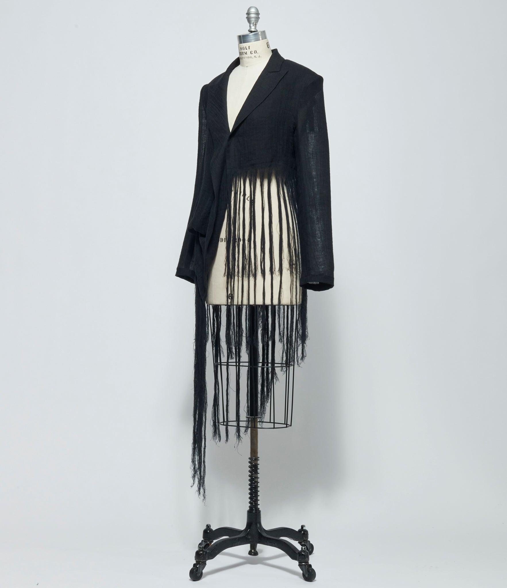 SS26 Yohji Yamamoto Womens Crinkle Li Gauze Hem Line Fringe Point ASM Jacket