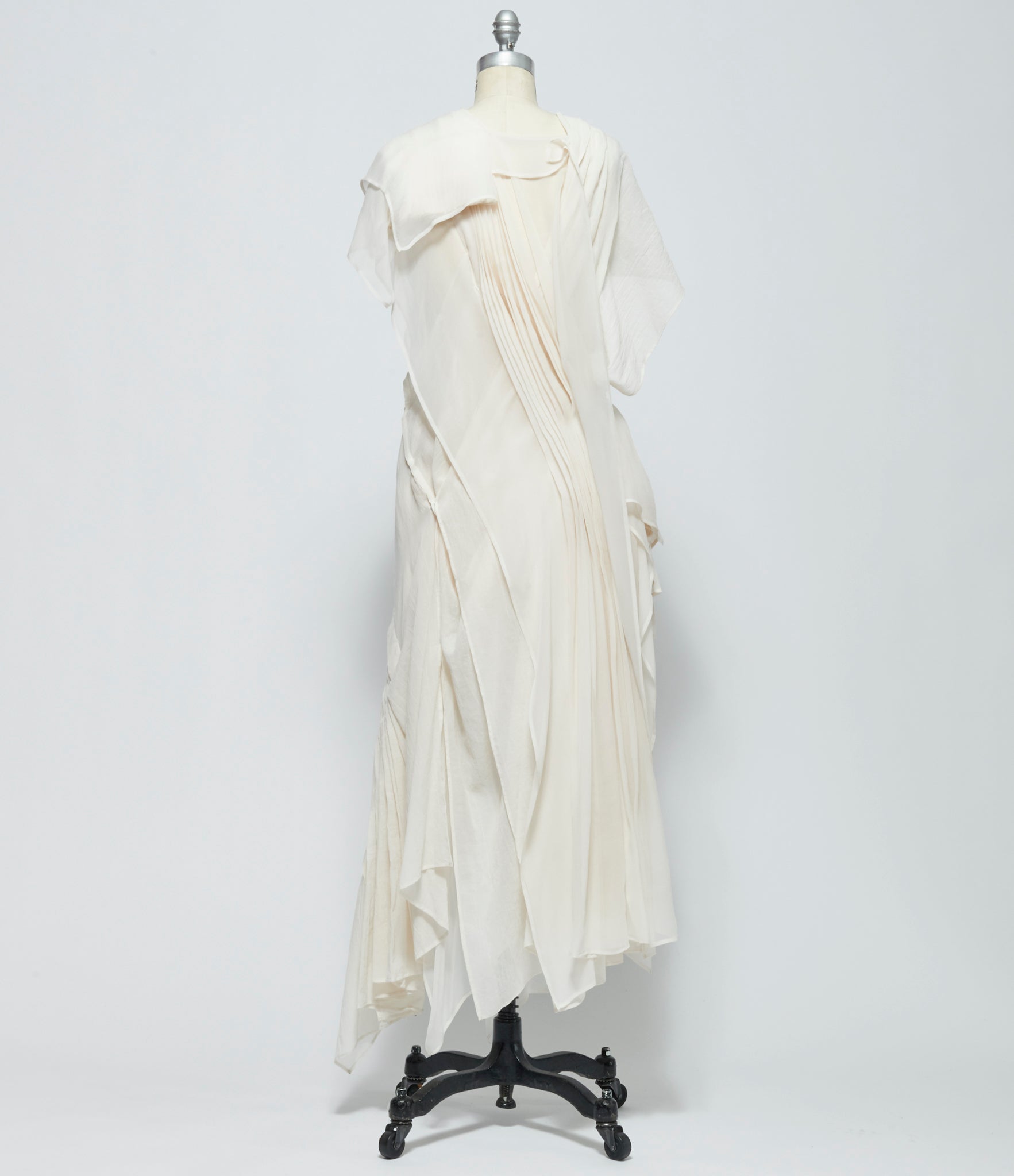 SS26 Yohji Yamamoto Womens Draped Ruffle Tuck Dress