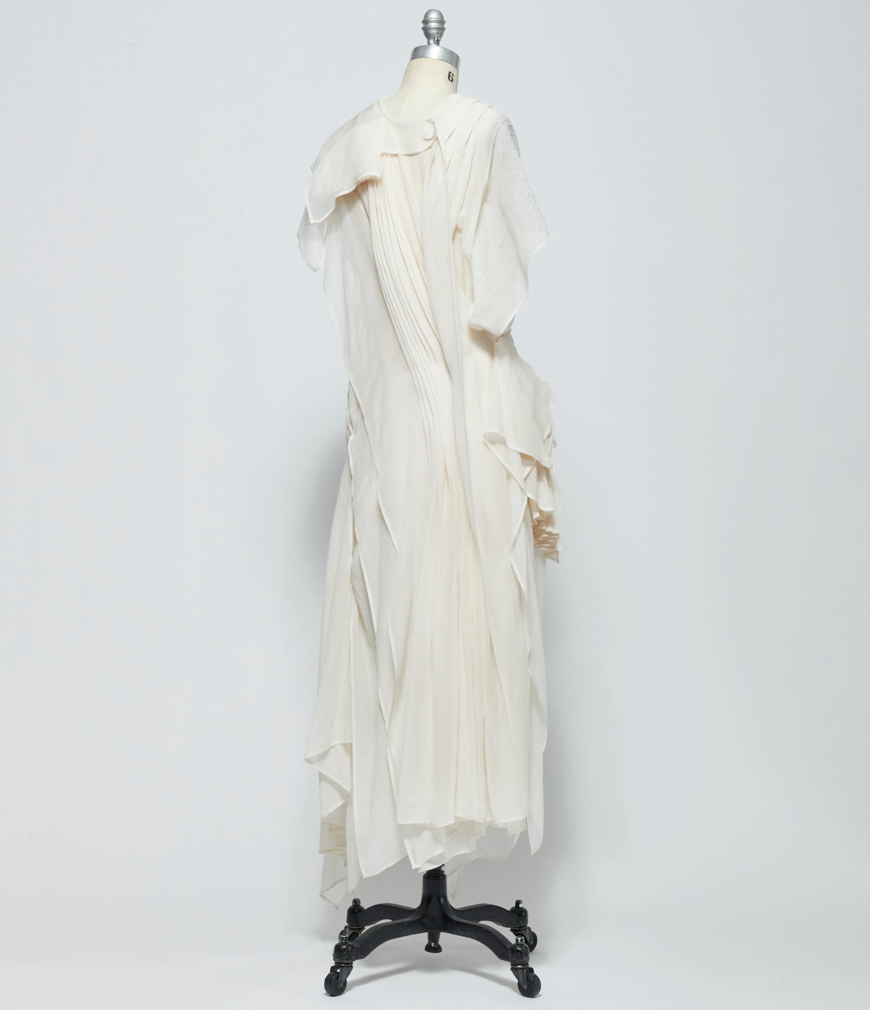 SS26 Yohji Yamamoto Womens Draped Ruffle Tuck Dress