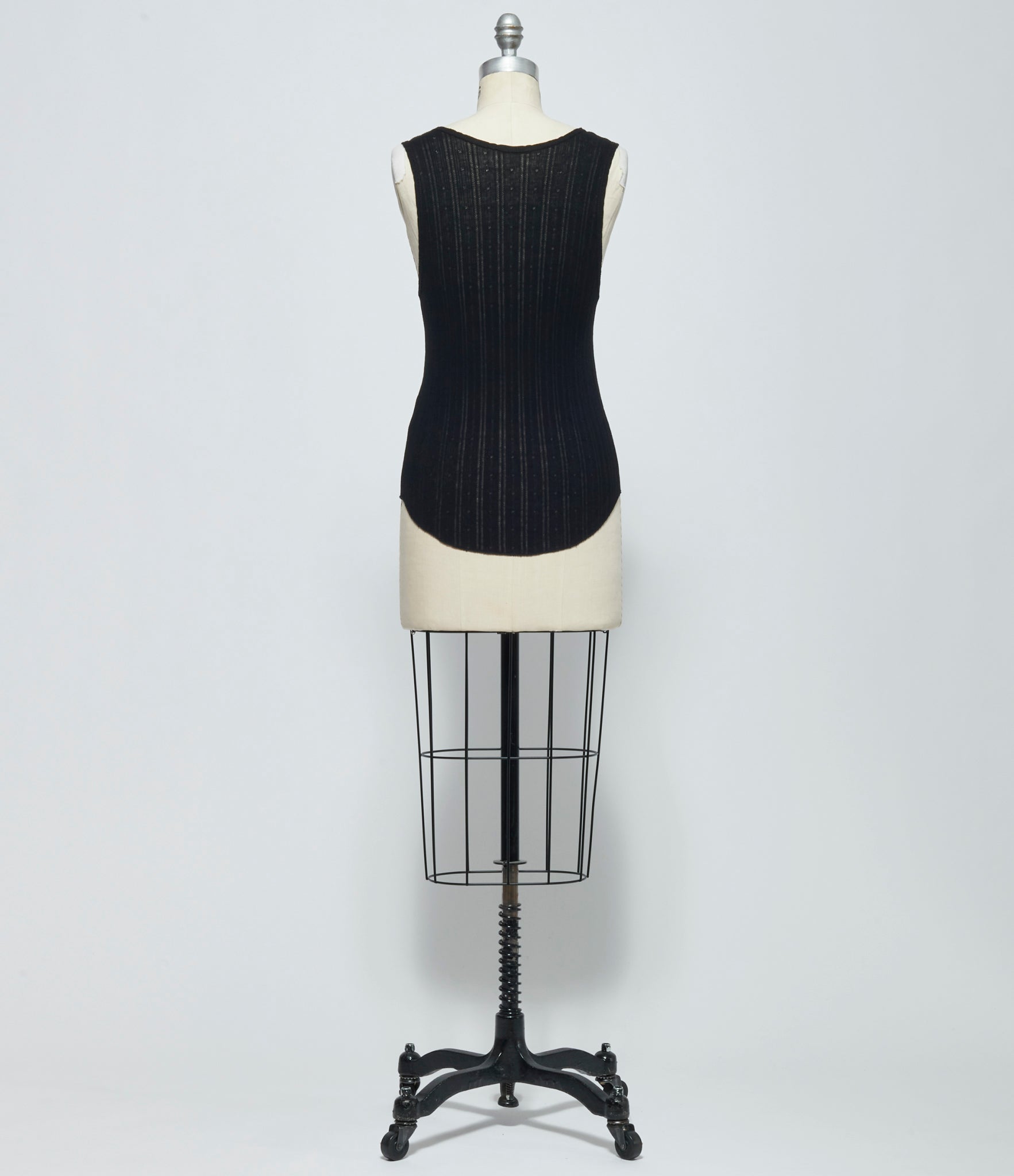 SS26 Ann Demeulemeester Womens Rase Serafino Tank Top with Silk Creponne Ruffles