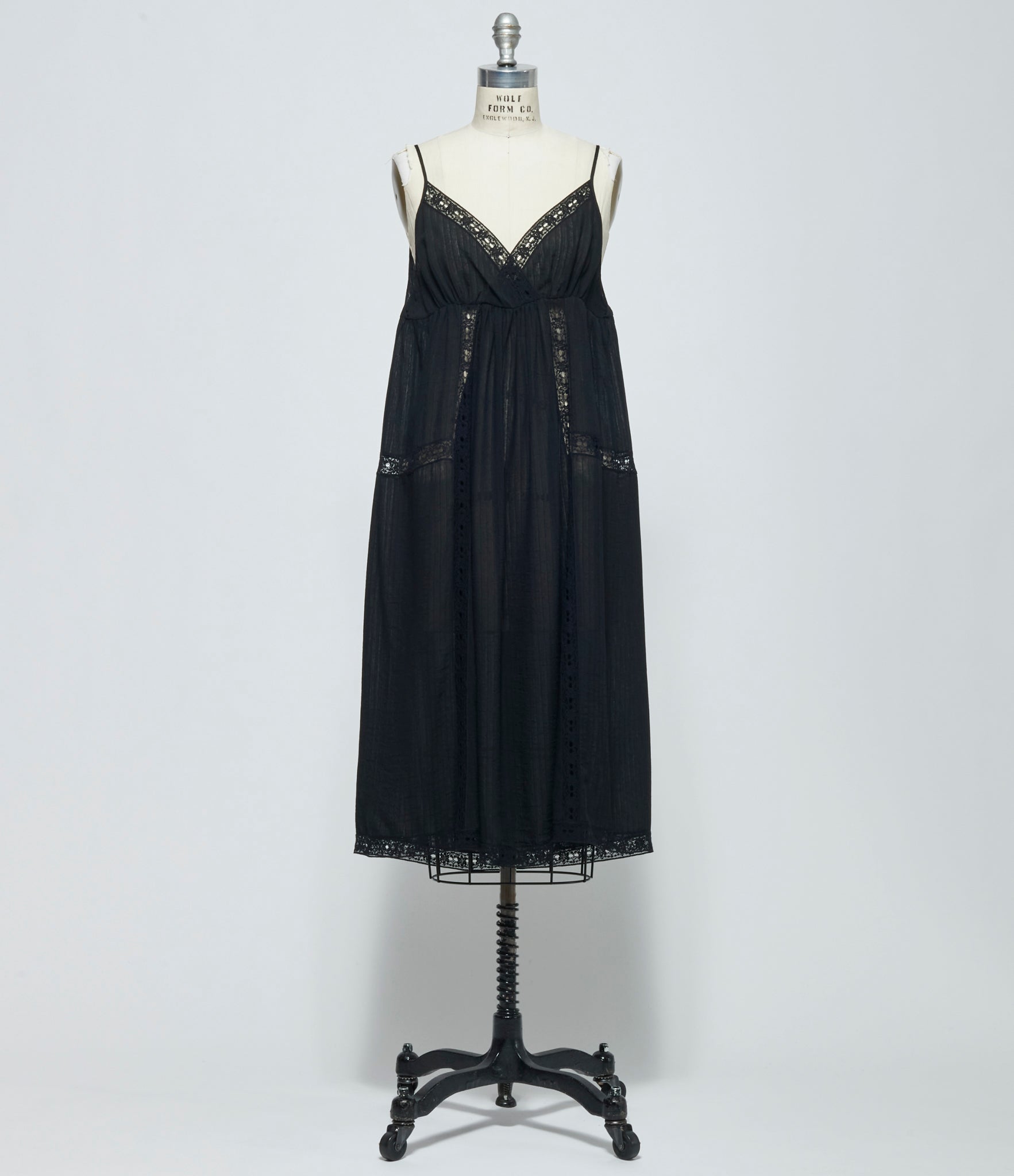 SS26 Ann Demeulemeester Womens Elen Neglige Midi Dress with Lace Detail