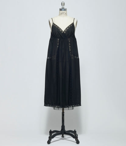 SS26 Ann Demeulemeester Womens Elen Neglige Midi Dress with Lace Detail