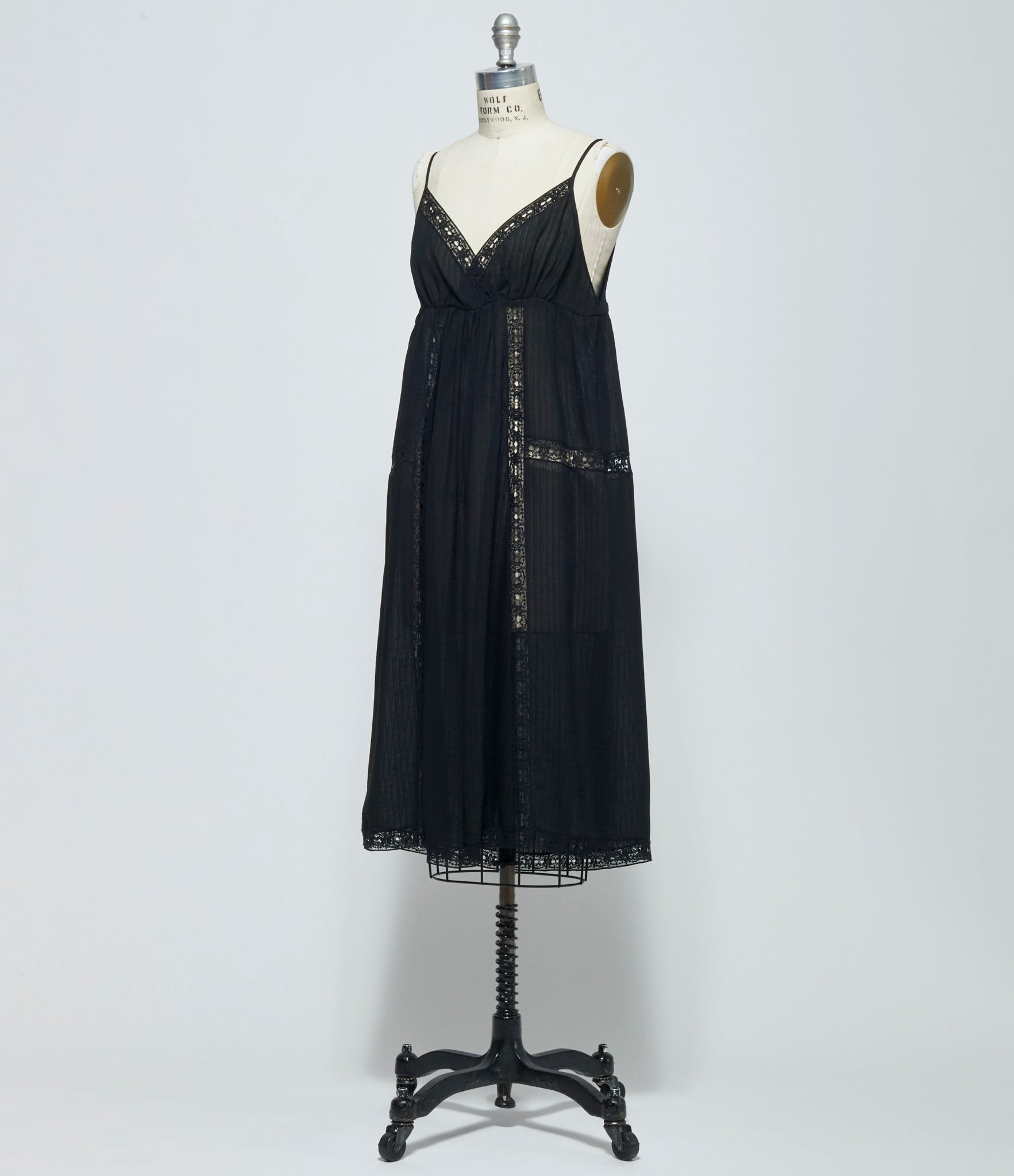 SS26 Ann Demeulemeester Womens Elen Neglige Midi Dress with Lace Detail