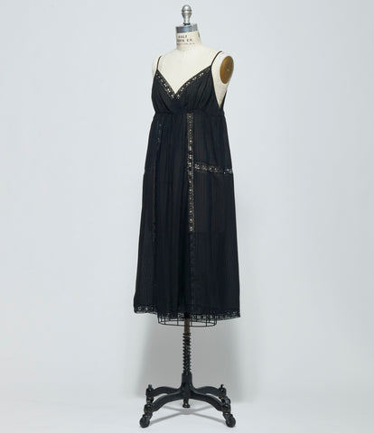 SS26 Ann Demeulemeester Womens Elen Neglige Midi Dress with Lace Detail