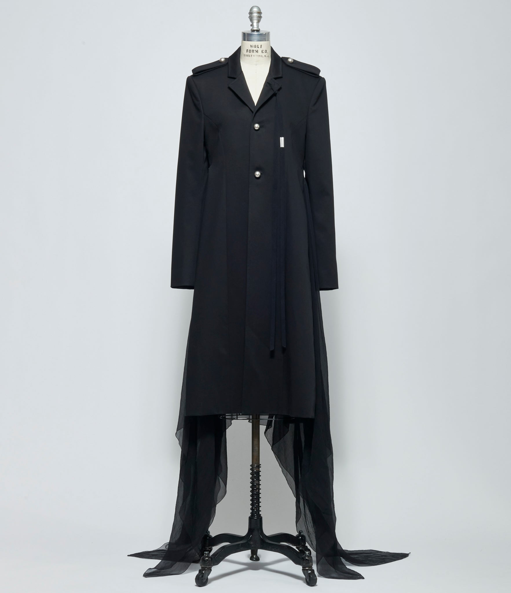 SS26 Ann Demeulemeester Womens Fena Hybrid Overcoat with Silk Creponne Fluid Panels