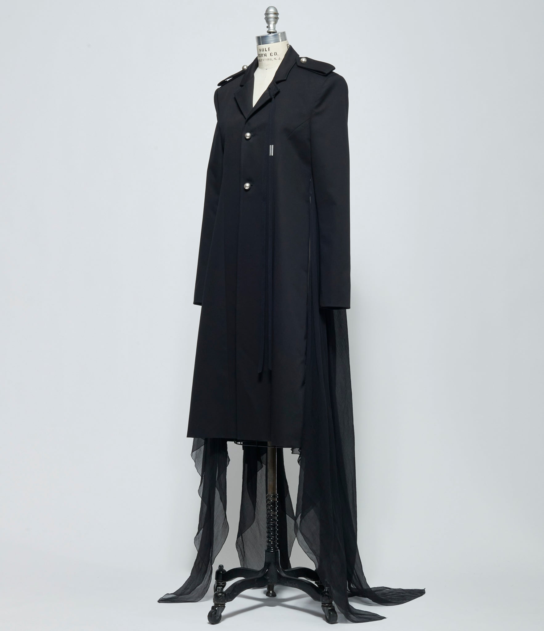 SS26 Ann Demeulemeester Womens Fena Hybrid Overcoat with Silk Creponne Fluid Panels
