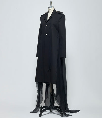 SS26 Ann Demeulemeester Womens Fena Hybrid Overcoat with Silk Creponne Fluid Panels