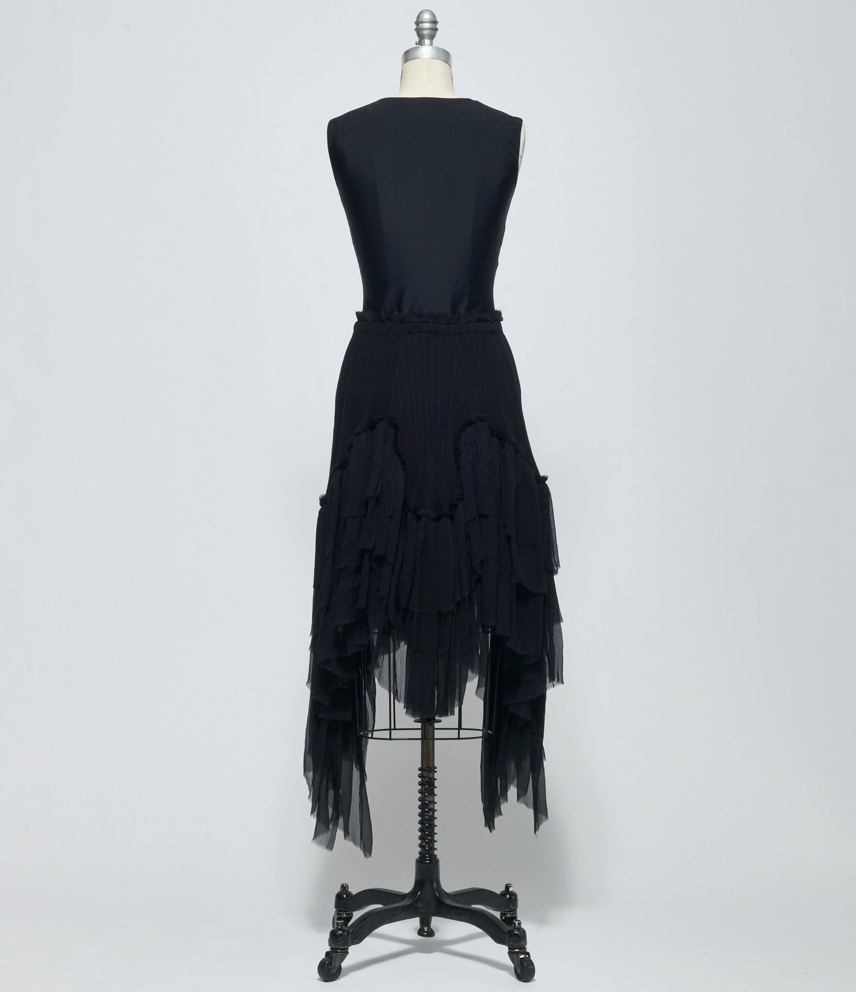 SS26 Ann Demeulemeester Womens Bete Midi Skirt with Silk Creponne Ruffles