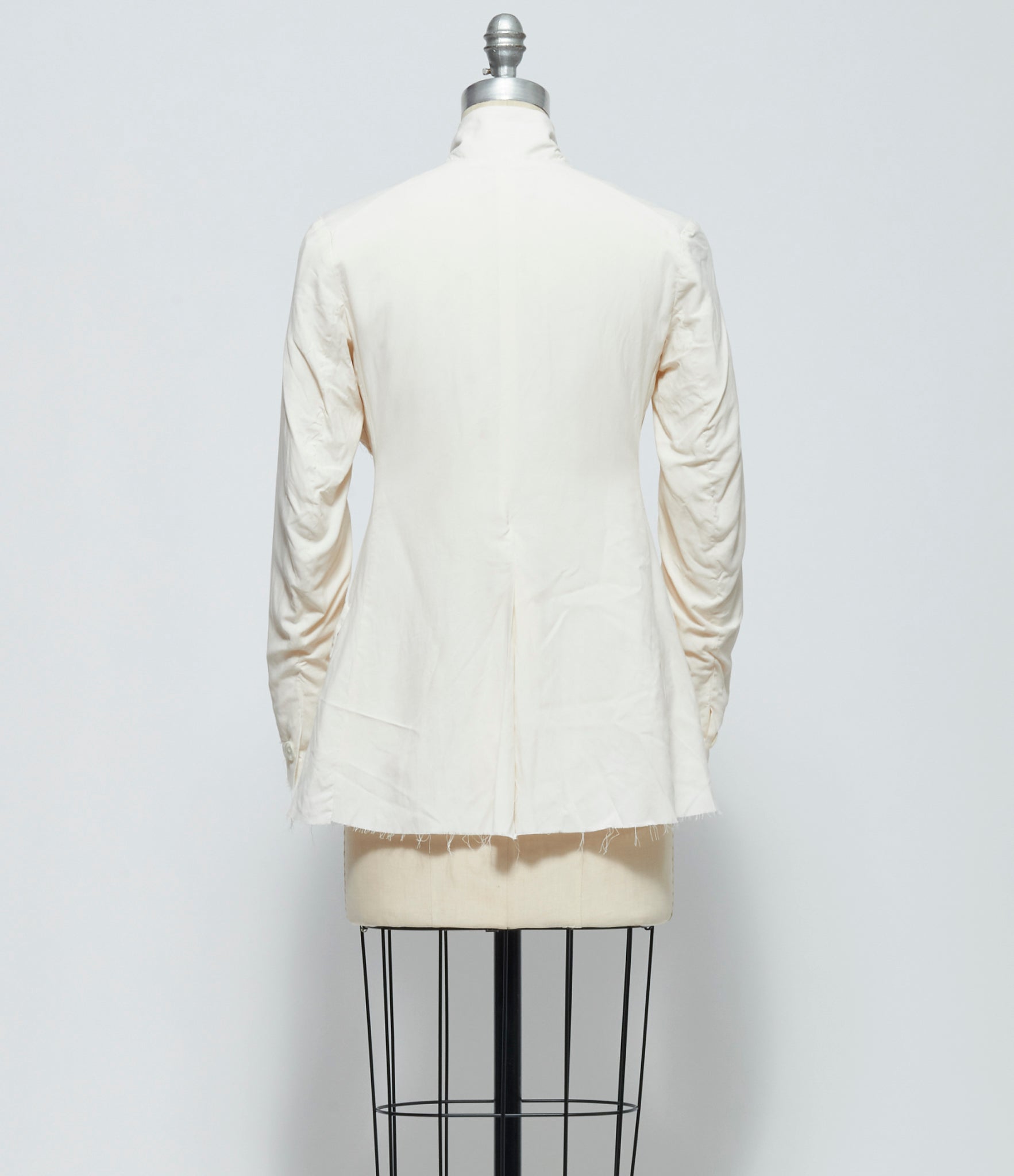 SS26 Elena Dawson Womens Ivory Sandwashed Silk 4X Hacking Jacket with Silk Satin Mess Brooch