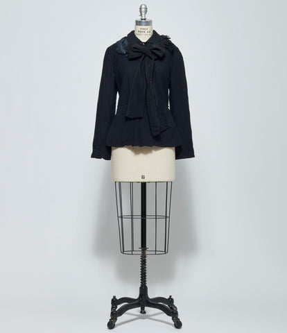 Archivio J.M. Ribot Womens Silk Peplum Jacket With Detachable Flower Bow Collar