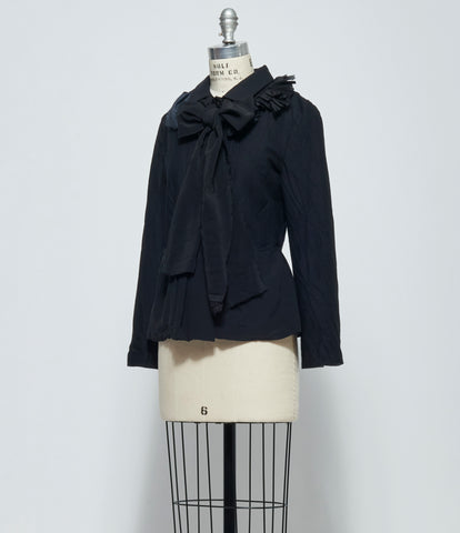 Archivio J.M. Ribot Womens Silk Peplum Jacket With Detachable Flower Bow Collar