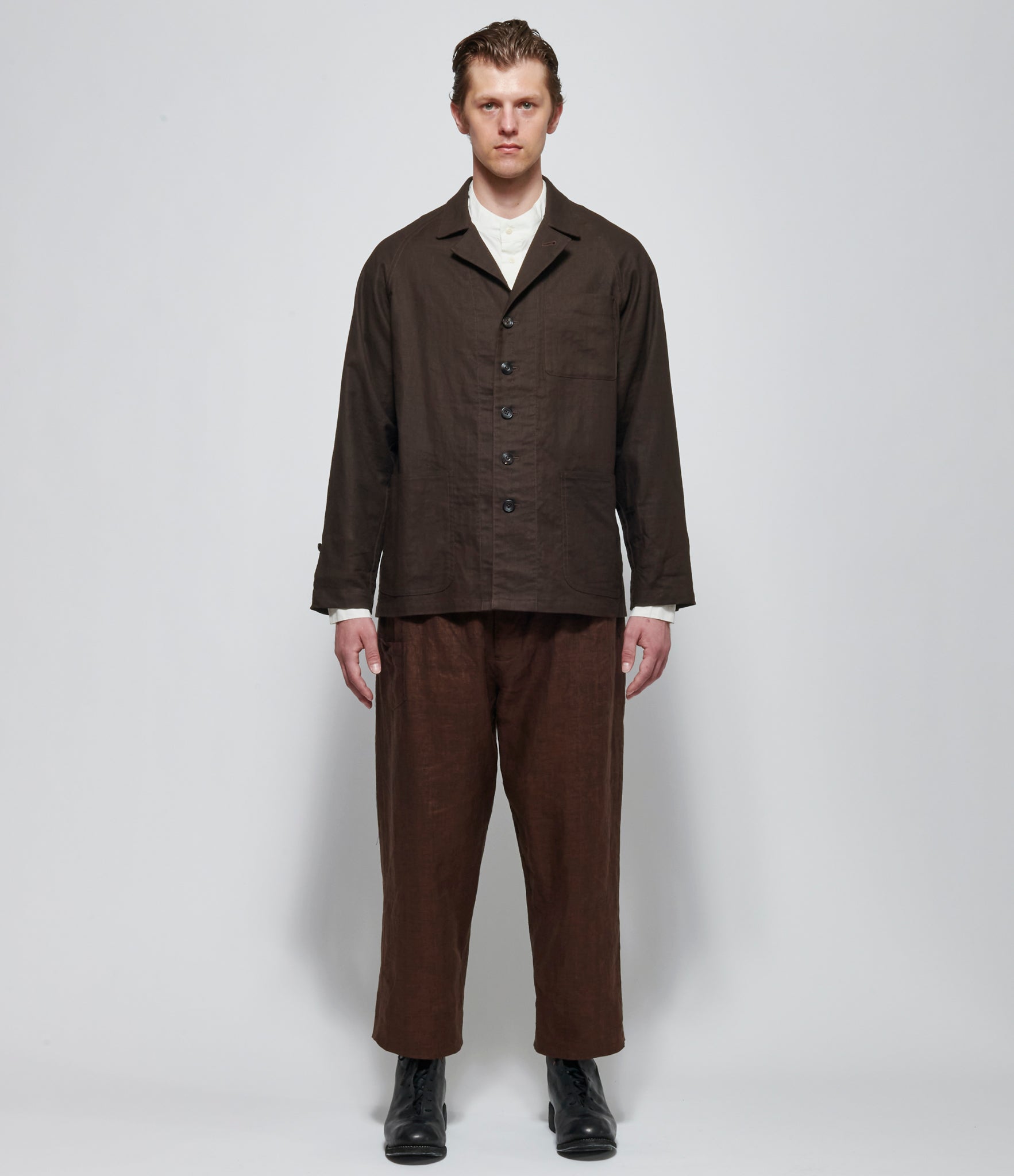 SS26 A Tentative Atelier Mens Mud Dyed Raglan Chore Jacket