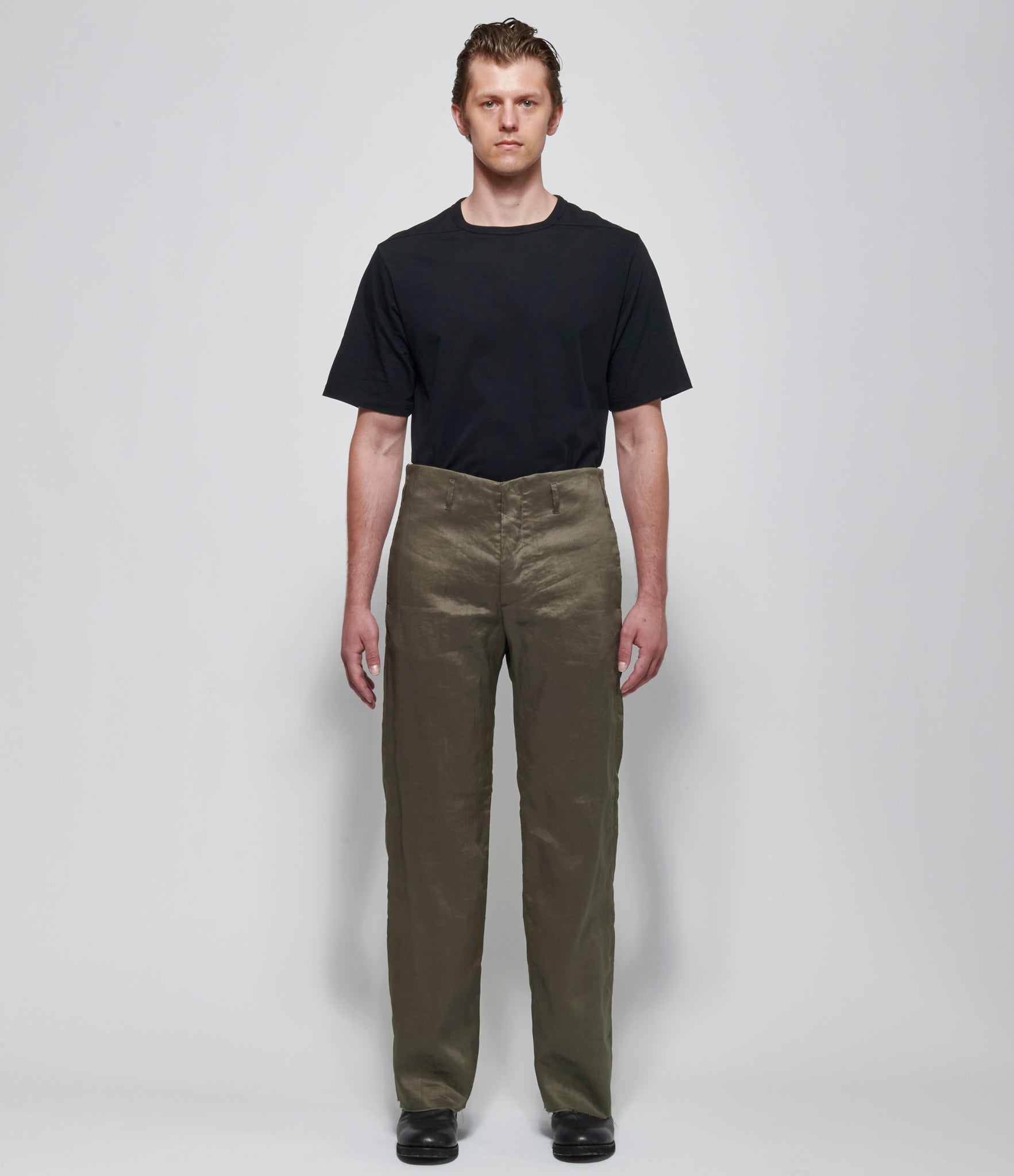 SS26 K ' A N G Mens Straight Fit Olive Grey Trousers