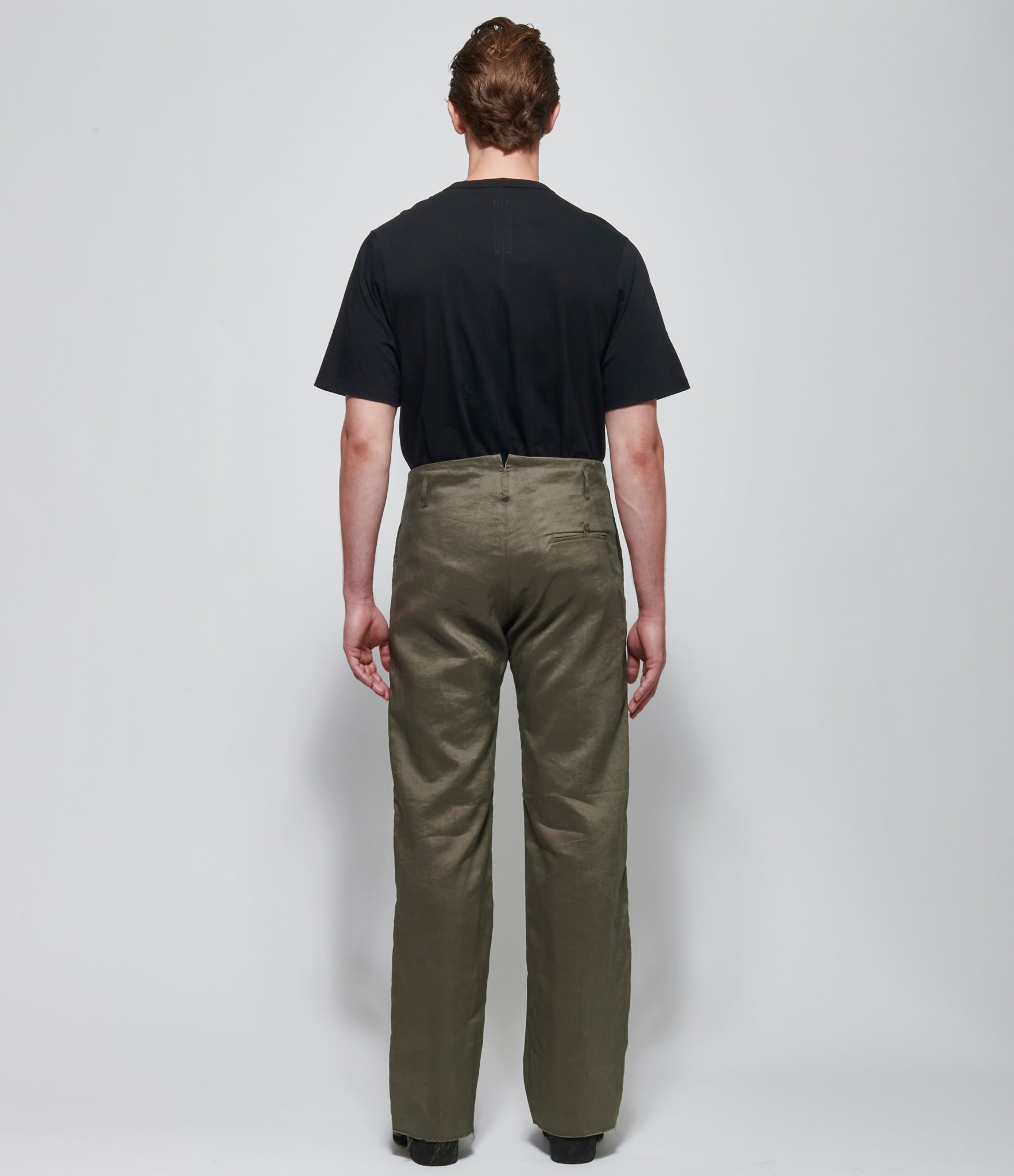 SS26 K ' A N G Mens Straight Fit Olive Grey Trousers