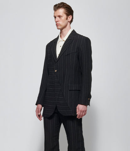 SS26 K ' A N G Mens Reversible Relaxed-Fit Hand Overlock Stitched Half Long Jacket