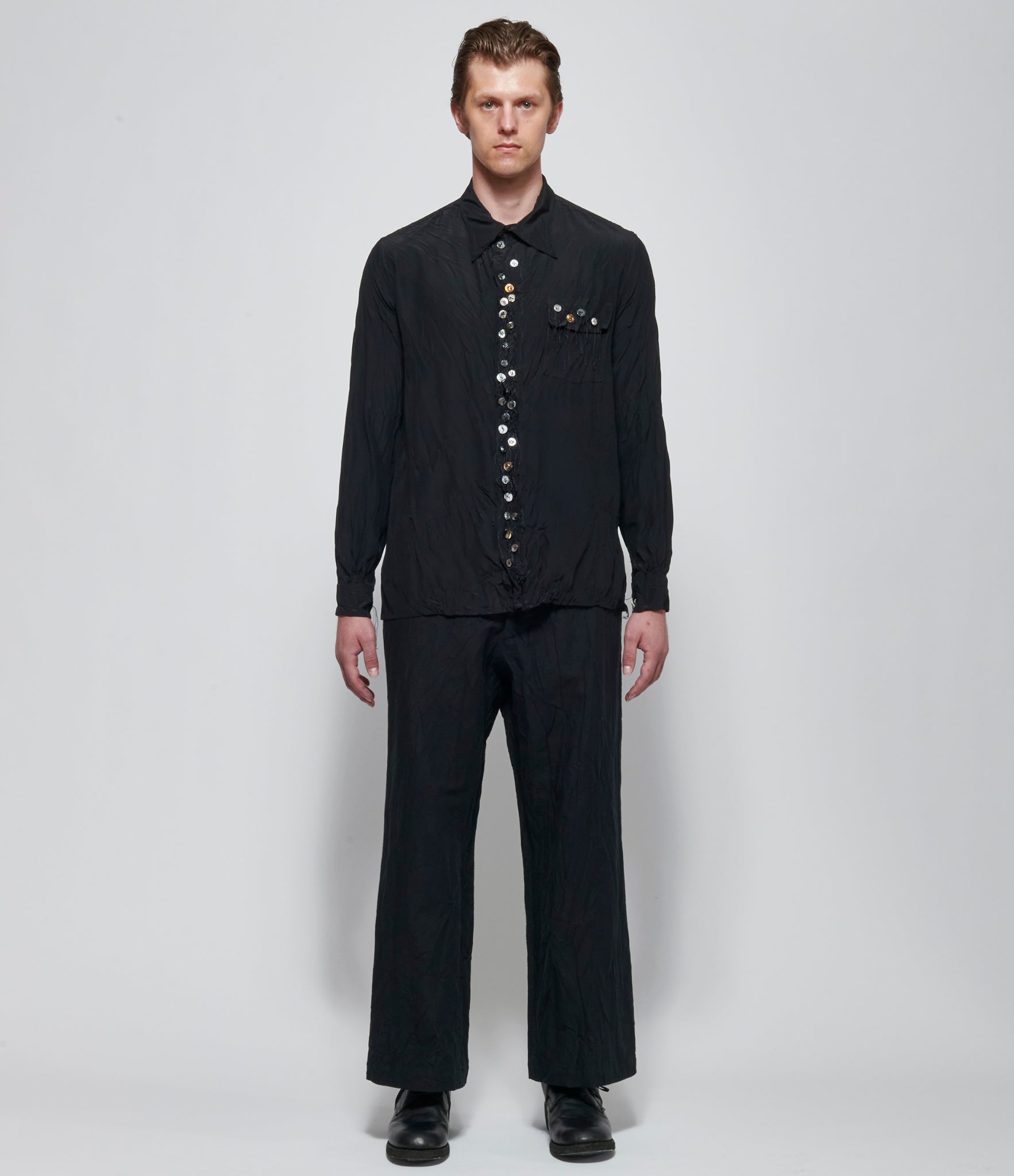 SS26 Archivio J.M. Ribot Mens Black Multi-Button Shirt