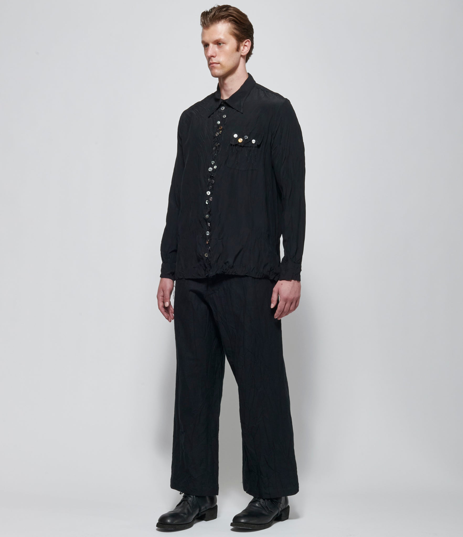 SS26 Archivio J.M. Ribot Mens Black Multi-Button Shirt