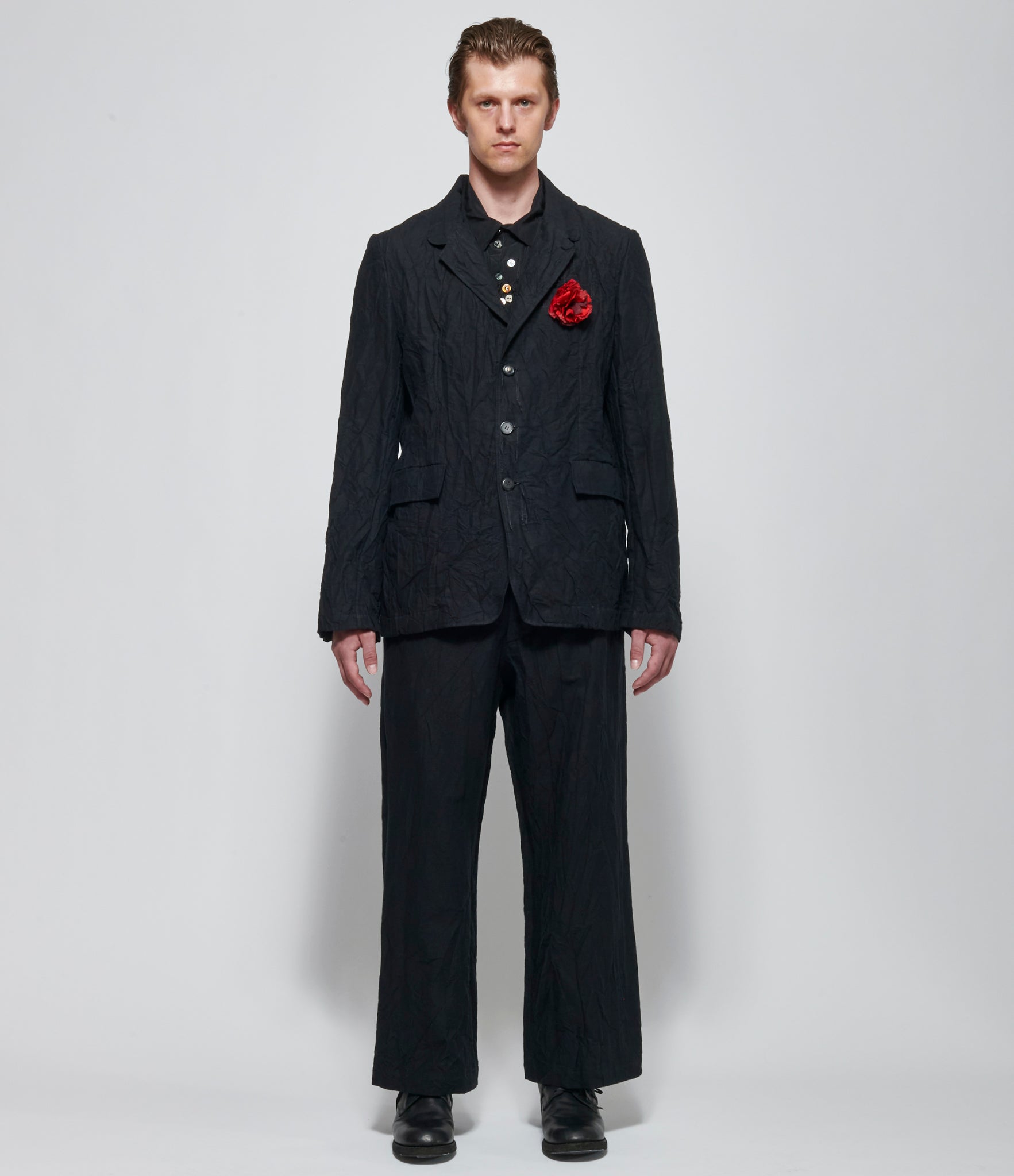 Archivio J.M. Ribot Mens Crinkled Red Flower Blazer