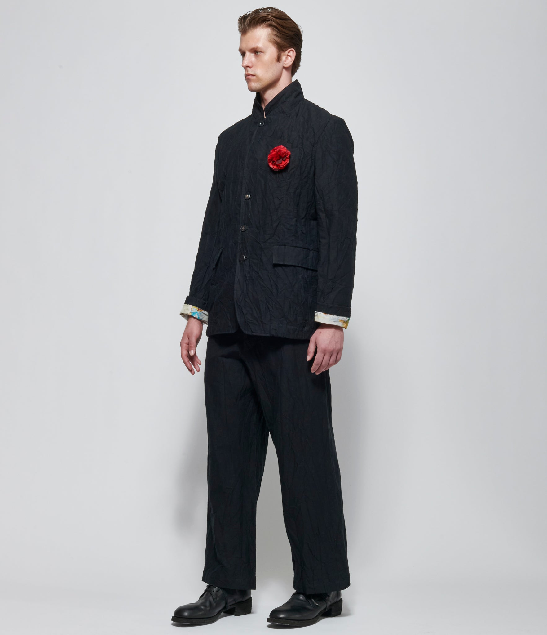 Archivio J.M. Ribot Mens Crinkled Red Flower Blazer