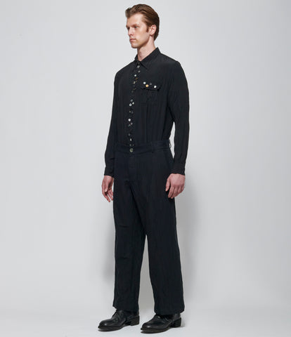 Archivio J.M. Ribot Crinkled Straight Leg Black Pants