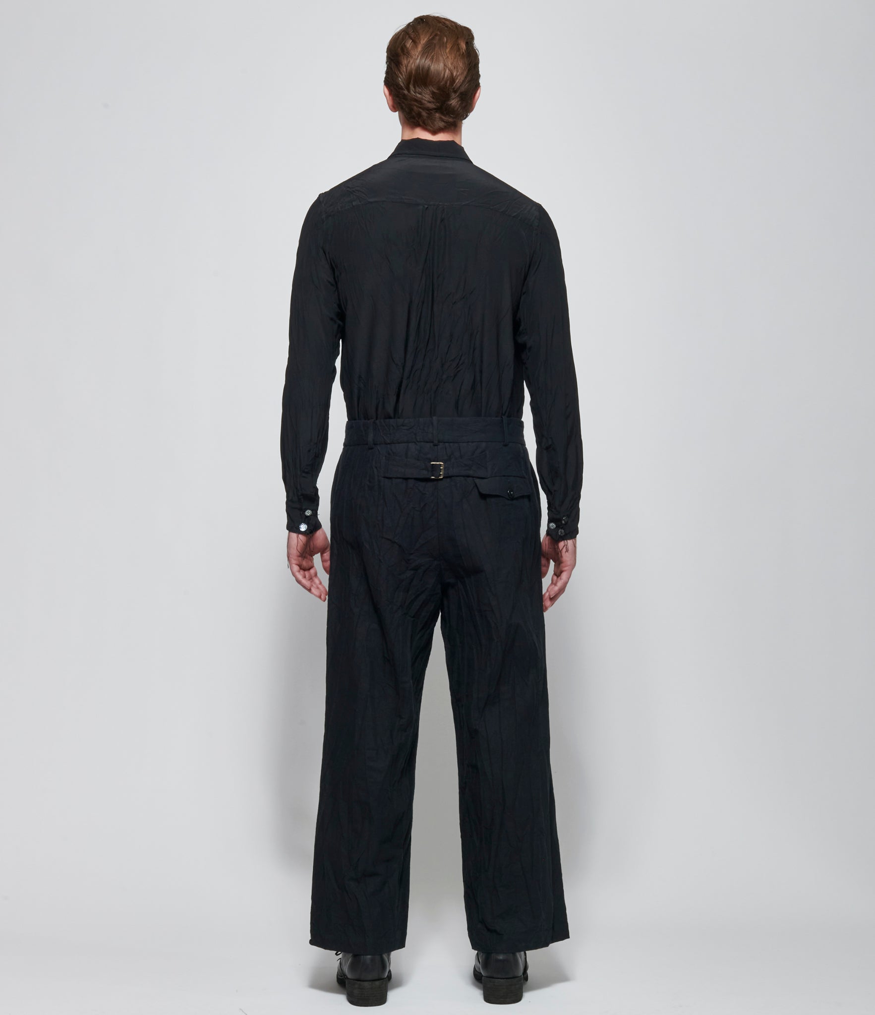 Archivio J.M. Ribot Crinkled Straight Leg Black Pants