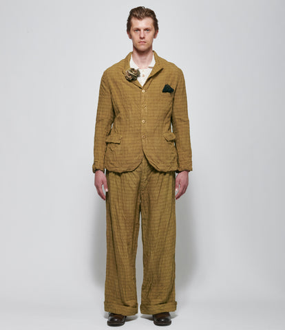 Archivio J.M. Ribot Mens Crinkled Ochre Grid Blazer
