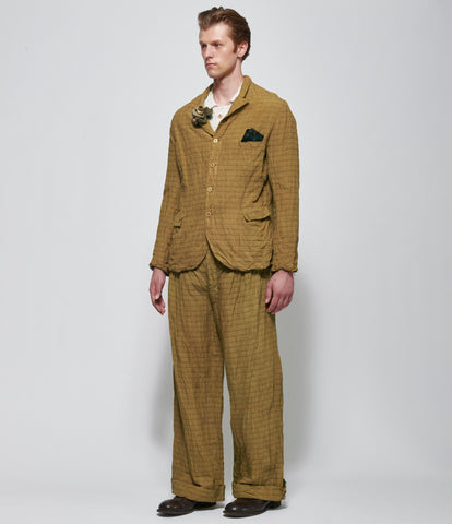Archivio J.M. Ribot Mens Crinkled Ochre Grid Blazer